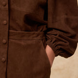 MOCHA | Dark Brown Suede Blouse