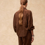 MOCHA | Dark Brown Suede Blouse