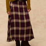ARIANNE | Aubergine Check Midi Skirt