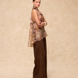 MARSIGLIA | Beige Multi Halter-Neck Printed Top