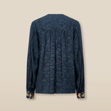 AMAL | Anthracite Embroidered Jacquard Blouse