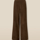 MOCHA | Dark Brown Suede Wide-Leg Trousers