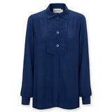 VITTORIA | Navy Tonal Pleated Blouse