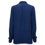 VITTORIA | Navy Tonal Pleated Blouse
