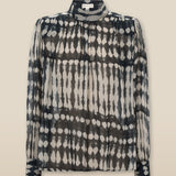 CAROL | Black & Ecru Print Sheer Blouse