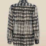 CAROL | Black & Ecru Print Sheer Blouse