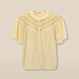 KAEYA | Primrose Yellow Embroidered Cotton Blouse