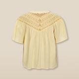 KAEYA | Primrose Yellow Embroidered Cotton Blouse