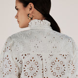 LULU | Ecru Embroidery Cotton Blouse