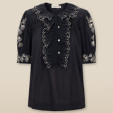 WENDY | Black Embroidery Cotton Blouse