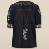 WENDY | Black Embroidery Cotton Blouse