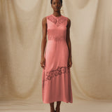 PAMPITA | Peach Pink Embroidery Detail Long Dress