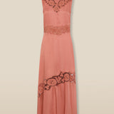 PAMPITA | Peach Pink Embroidery Detail Long Dress