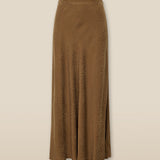 AADHILA | Brown Jacquard Leopard Print Long Skirt