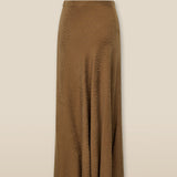 AADHILA | Brown Jacquard Leopard Print Long Skirt