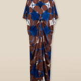 BRUNA | Blue & Burgundy Gathered Detail Tunic
