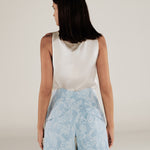 AARYA | Pale Denim Blue Paisley Cotton Shorts