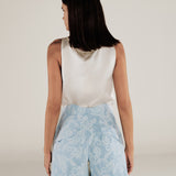 AARYA | Pale Denim Blue Paisley Cotton Shorts