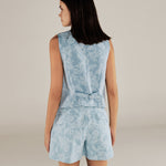 AARYA | Pale Denim Blue Paisley Cotton Shorts
