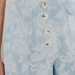 AARYA | Pale Denim Blue Paisley Cotton Shorts