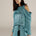 BHAKTI | Turquoise Blue Jacquard Leopard Print Blouse