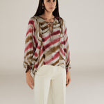 SOL | Magenta & Brown Stripe Boho Blouse
