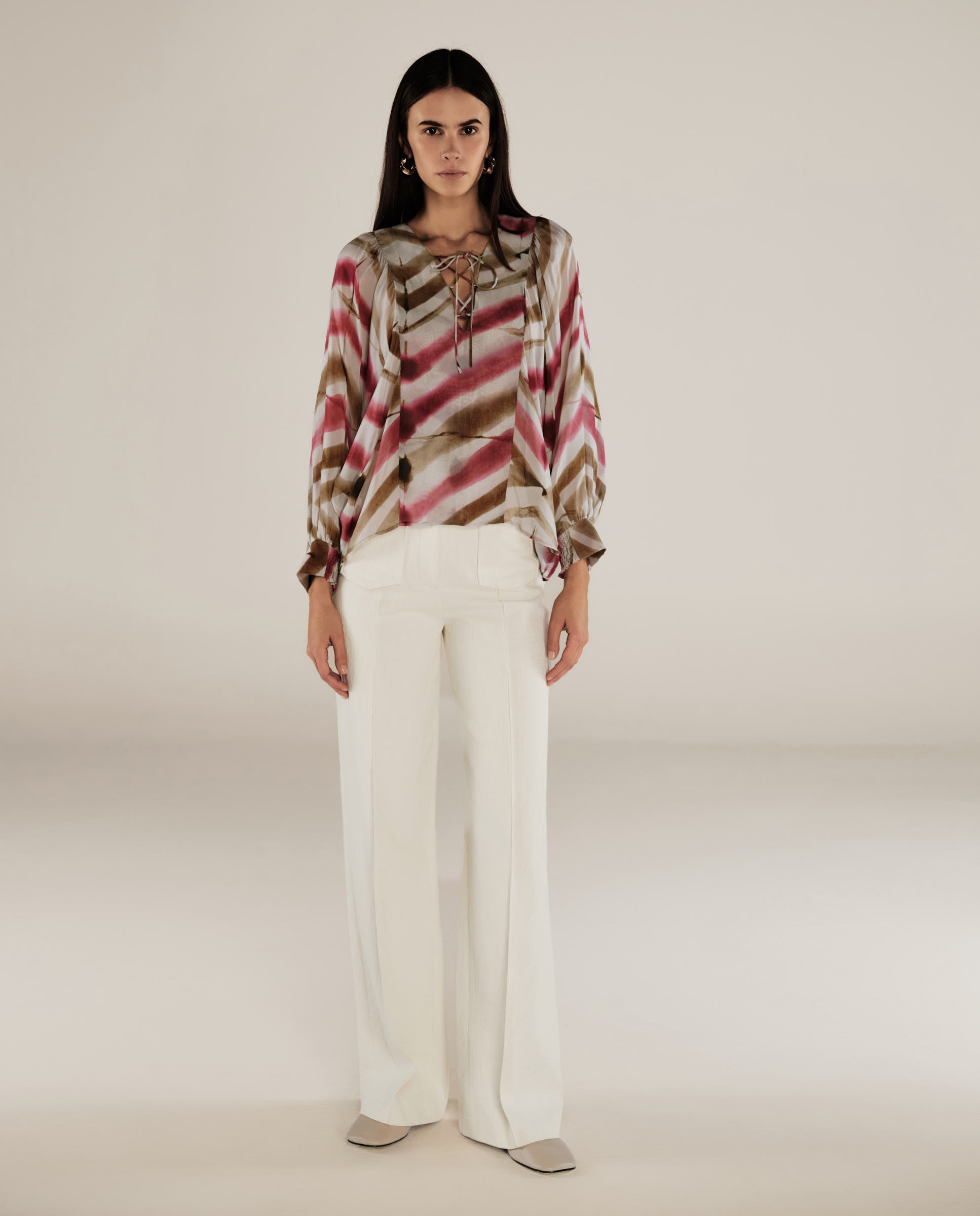 SOL | Magenta & Brown Stripe Boho Blouse