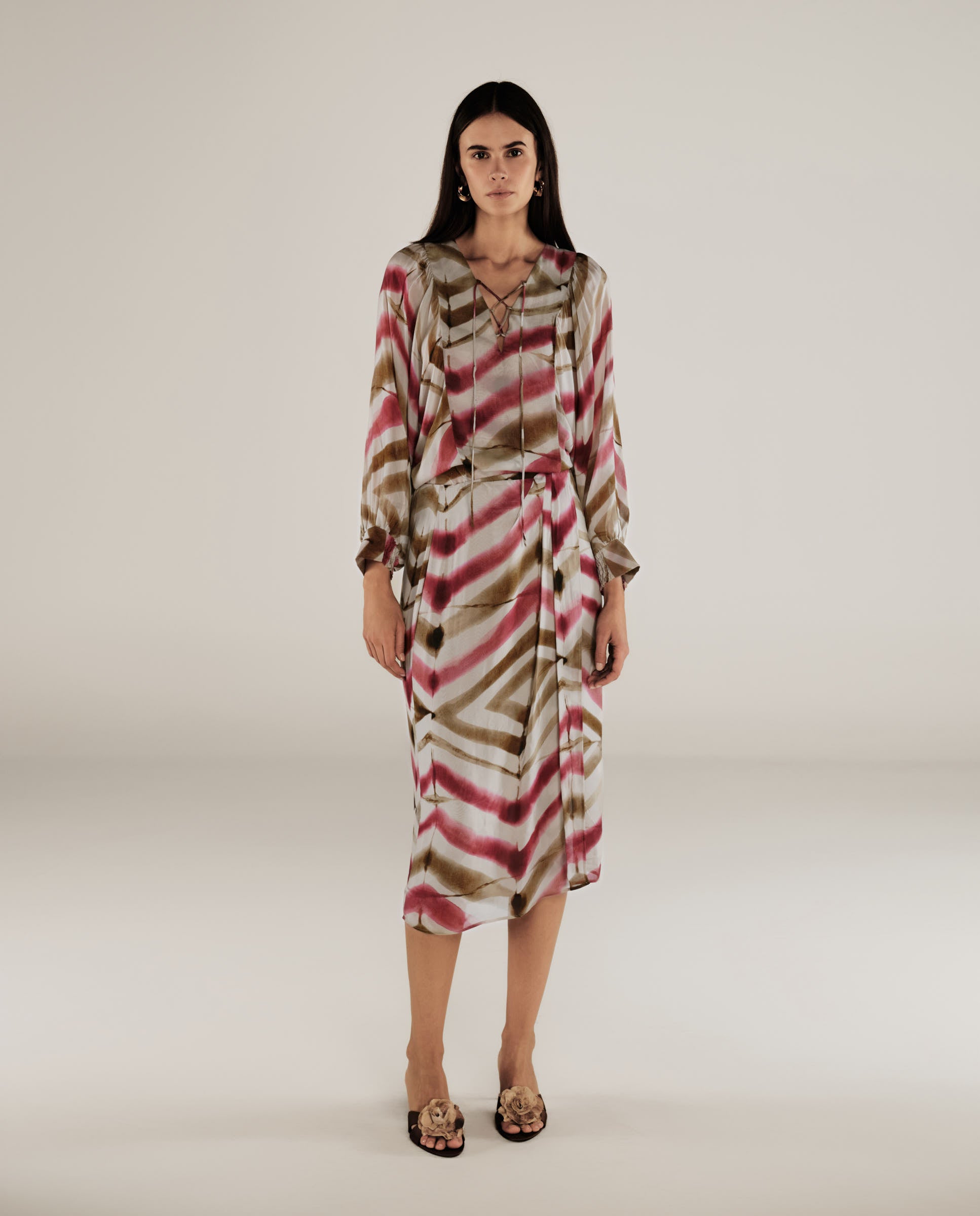 SOL | Magenta & Brown Stripe Boho Blouse