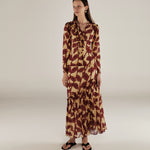 MILLIE | Burgundy & Gold Ruffle Crepe Blouse