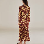 MILLIE | Burgundy & Gold Ruffle Crepe Blouse