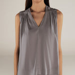 FINLEY | Grey Pleat Silk Blouse