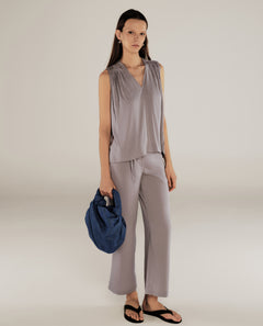 FINLEY | Grey Pleat Silk Blouse