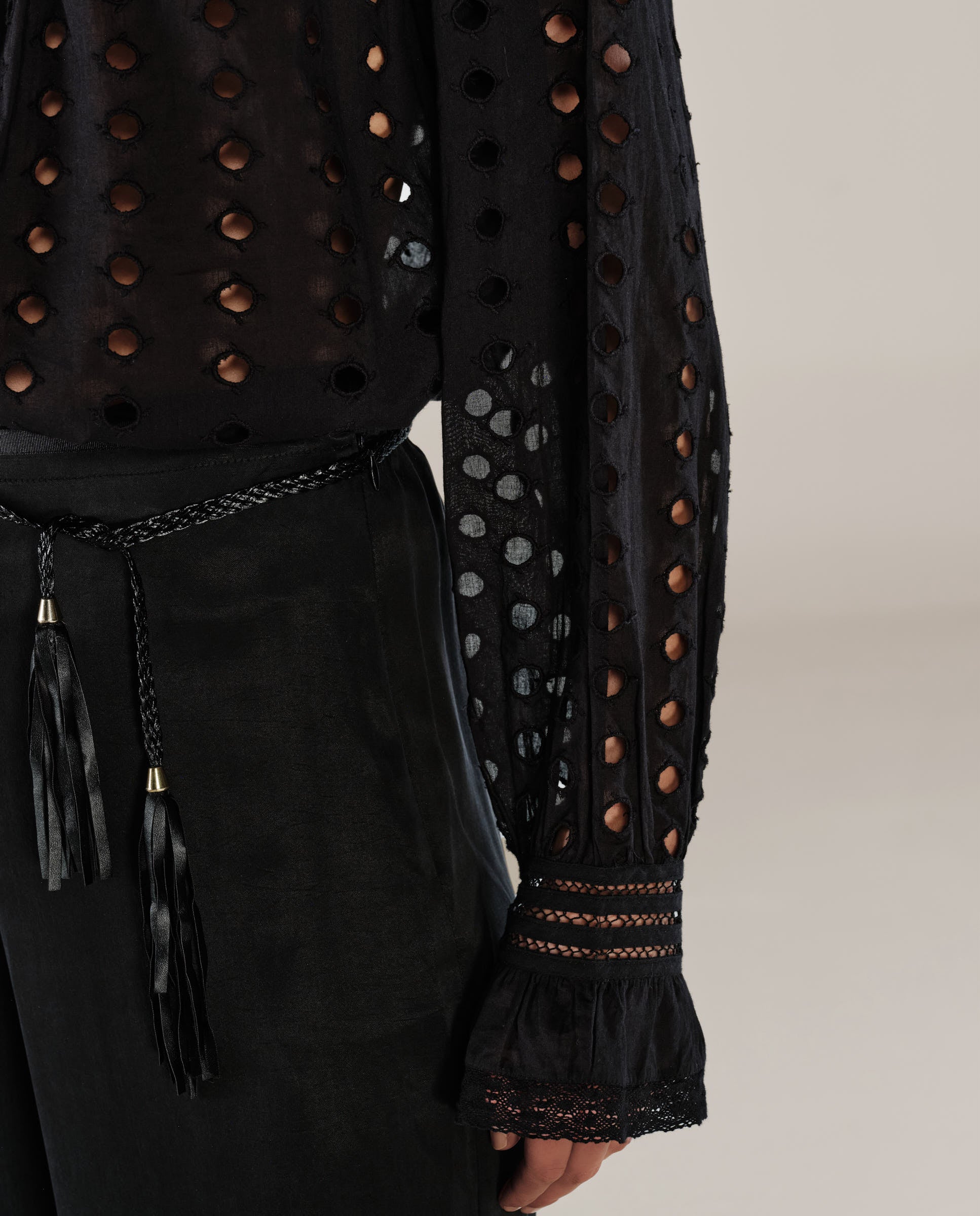 DOLKAR | Black Broderie Anglaise Cotton Blouse