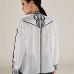 ALINE | White Embroidery Detail Cotton Blouse