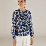 SAACHI | Blue Print Ruffle Blouse