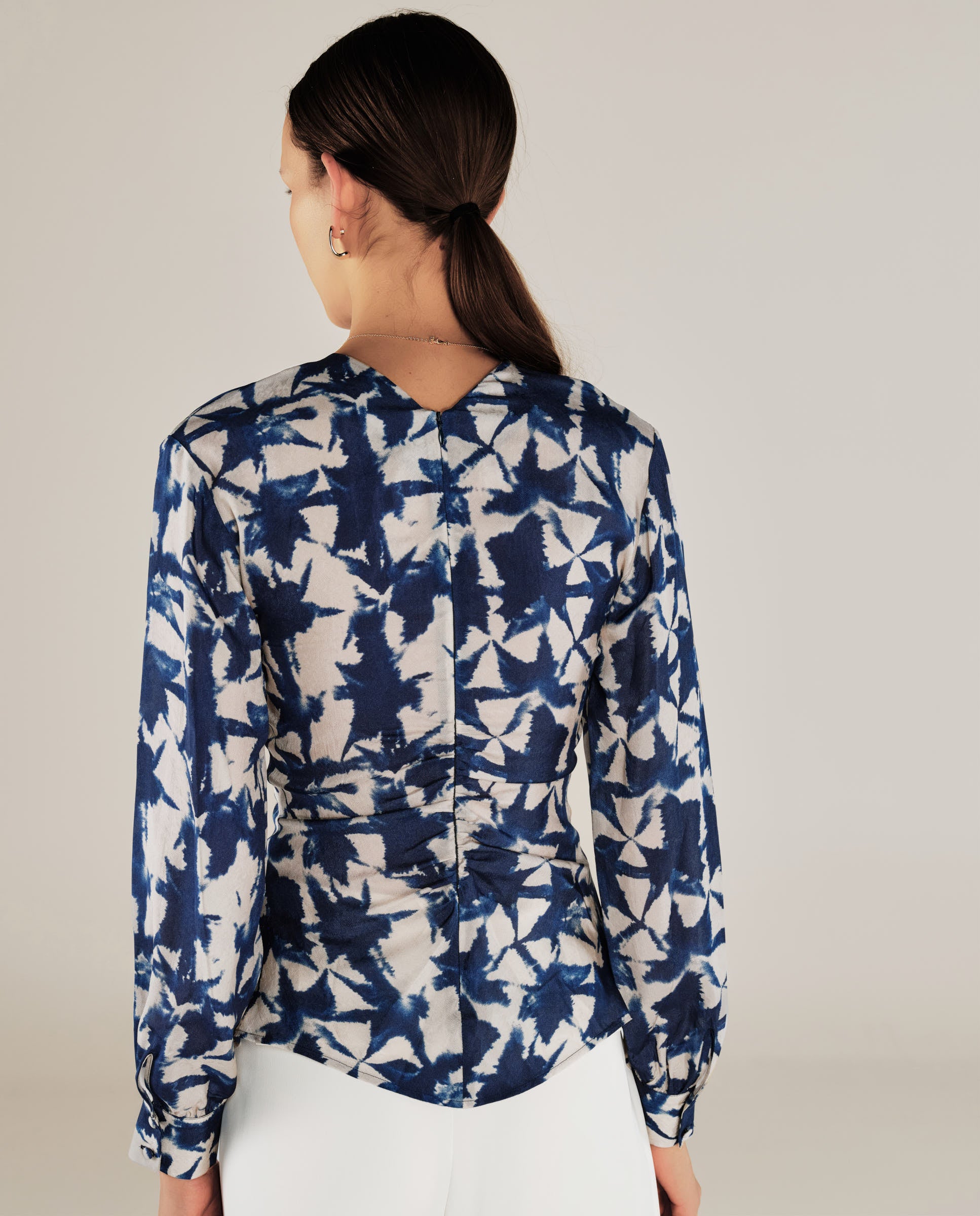 SAACHI | Blue Print Ruffle Blouse