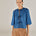 BRUNELLA | Denim Blue Tie Front Cotton Blouse