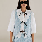 BRUNELLA | White Tie Front Cotton Blouse