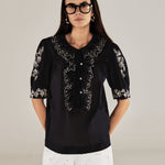 WENDY | Black Embroidery Cotton Blouse