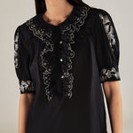 WENDY | Black Embroidery Cotton Blouse
