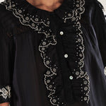 WENDY | Black Embroidery Cotton Blouse