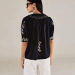 WENDY | Black Embroidery Cotton Blouse