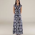 SAACHI | Blue Print Ruffle Maxi Dress