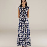 SAACHI | Blue Print Ruffle Maxi Dress
