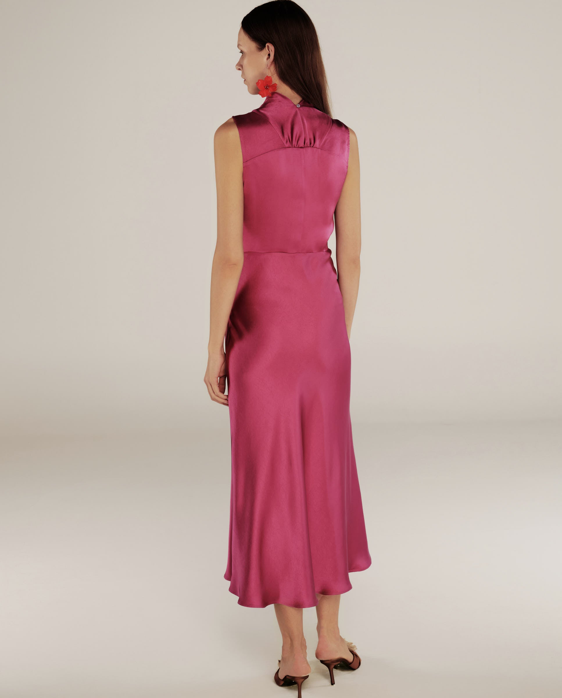 RANYA | Magenta Pink Twist Sleeveless Maxi Dress