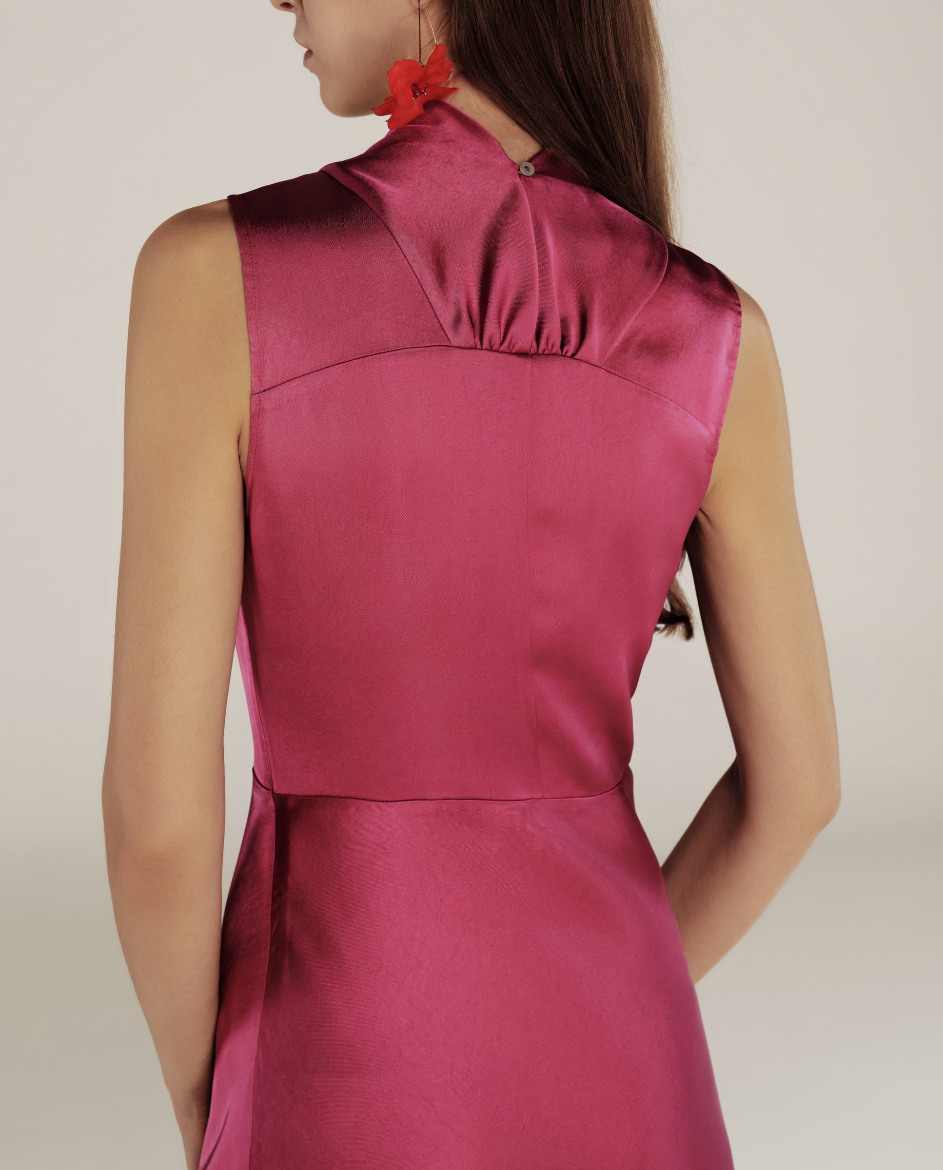 RANYA | Magenta Pink Twist Sleeveless Maxi Dress