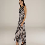CAROLINA | Black & Ecru Print Midi Wrap Dress