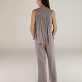 FINLEY | Grey Straight Leg Silk Trousers