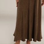 AADHILA | Brown Jacquard Leopard Print Long Skirt