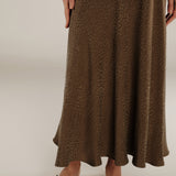 AADHILA | Brown Jacquard Leopard Print Long Skirt